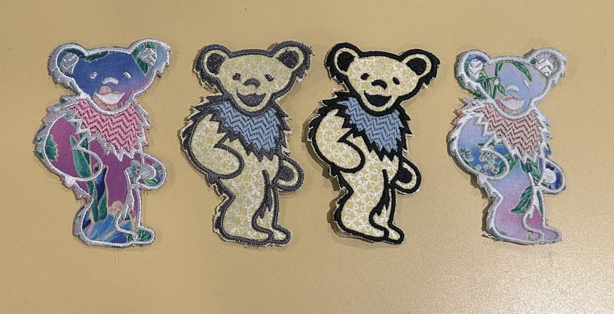 Dancing Bear Appliqué Embroidered Patch – 4 Inch Iron On, Glow in the Dark Option