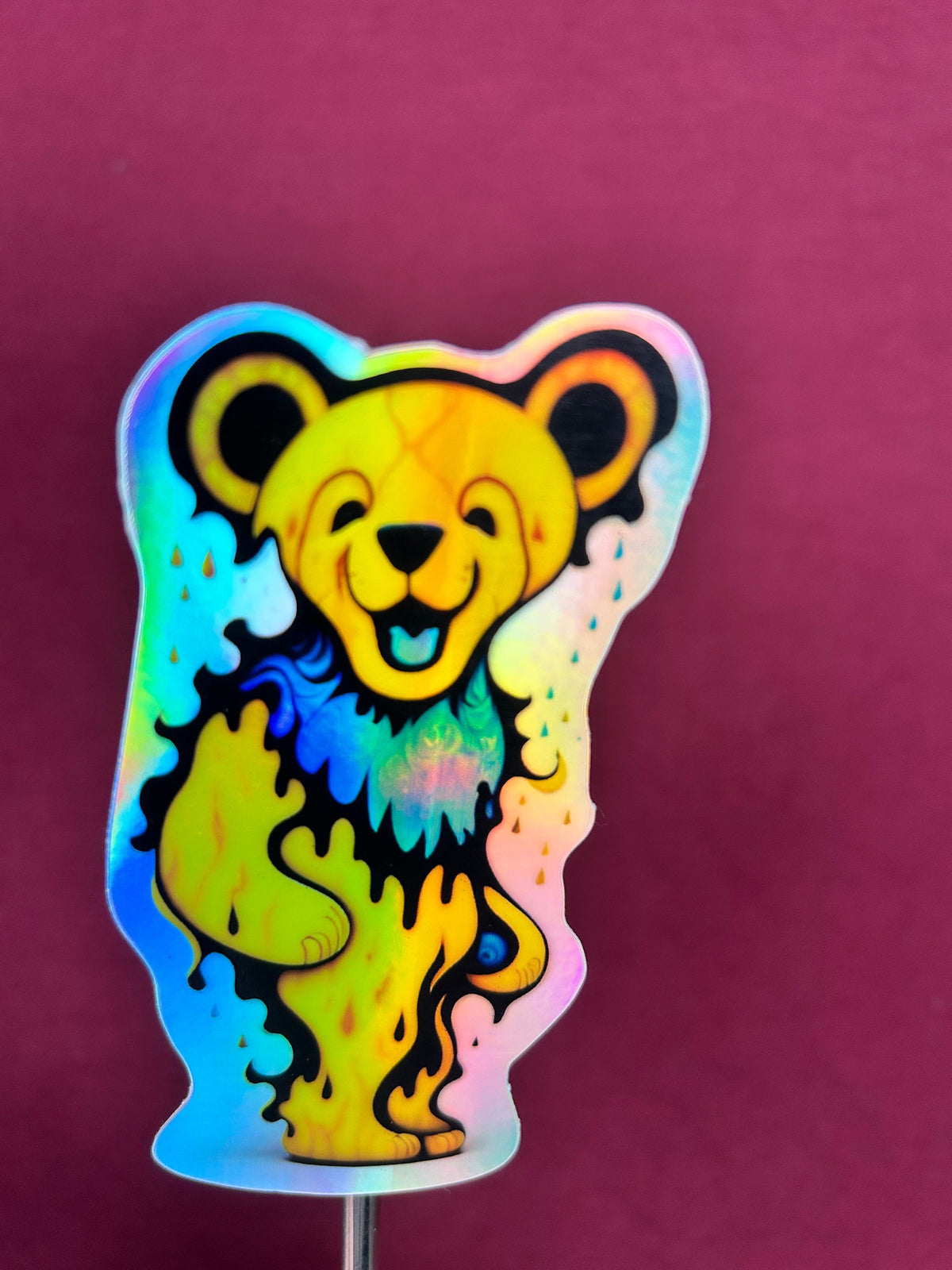 Grateful Dead Dancing Bear Sticker – Electric Yellow Holo