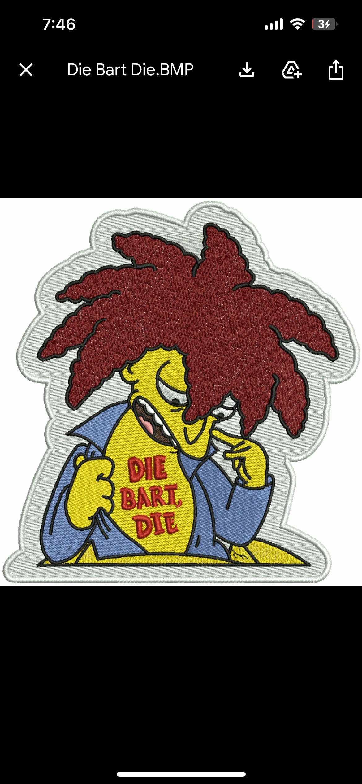 Die Bart Die Embroidered Patch – Cartoon sew on patch - Simpsons 5” inch patch on Assorted Felt Sideshow Bob