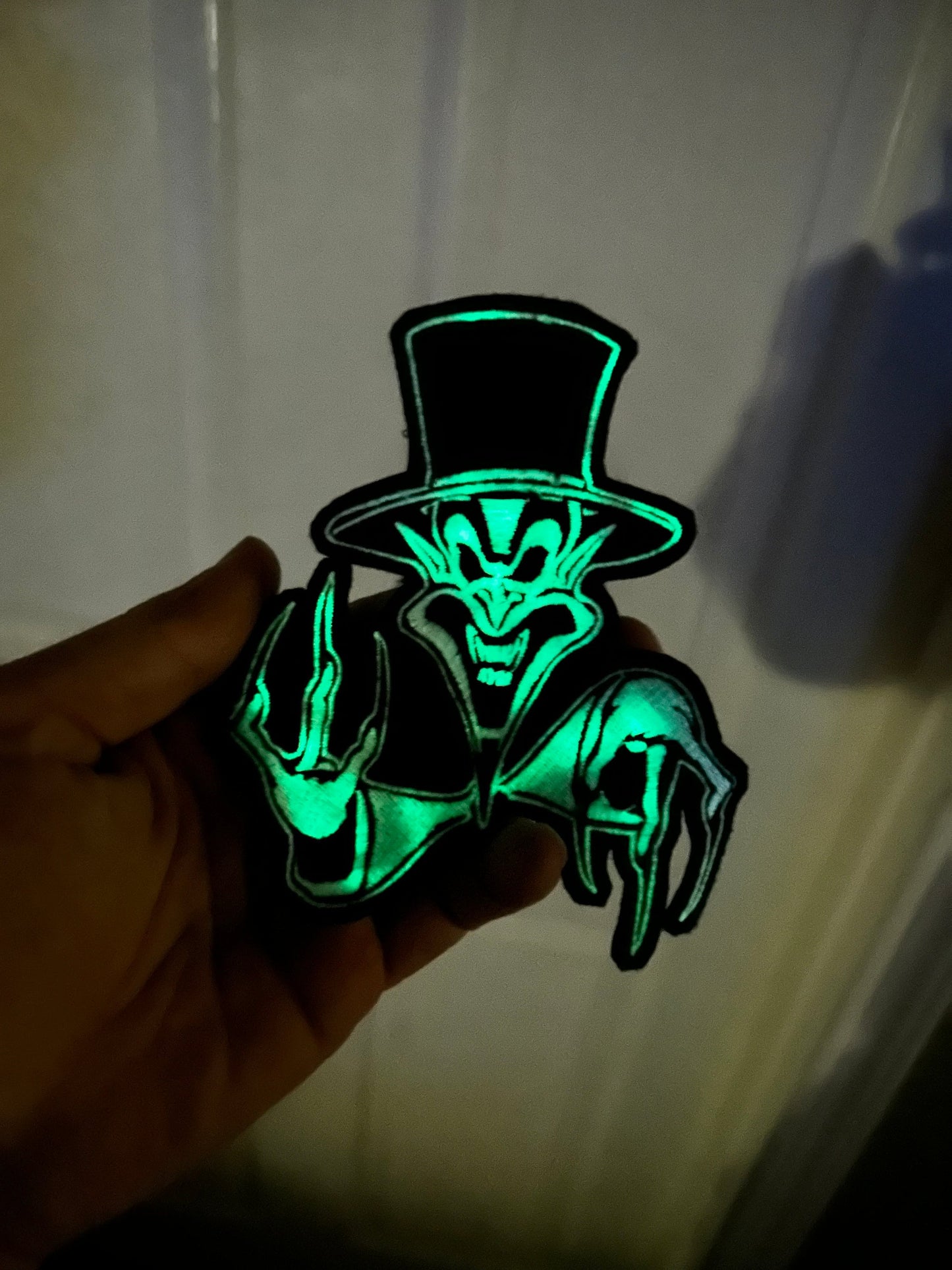 The Ringmaster Glow In The Dark ICP Patch Iron On 4.7” inch by 5.7” inches.