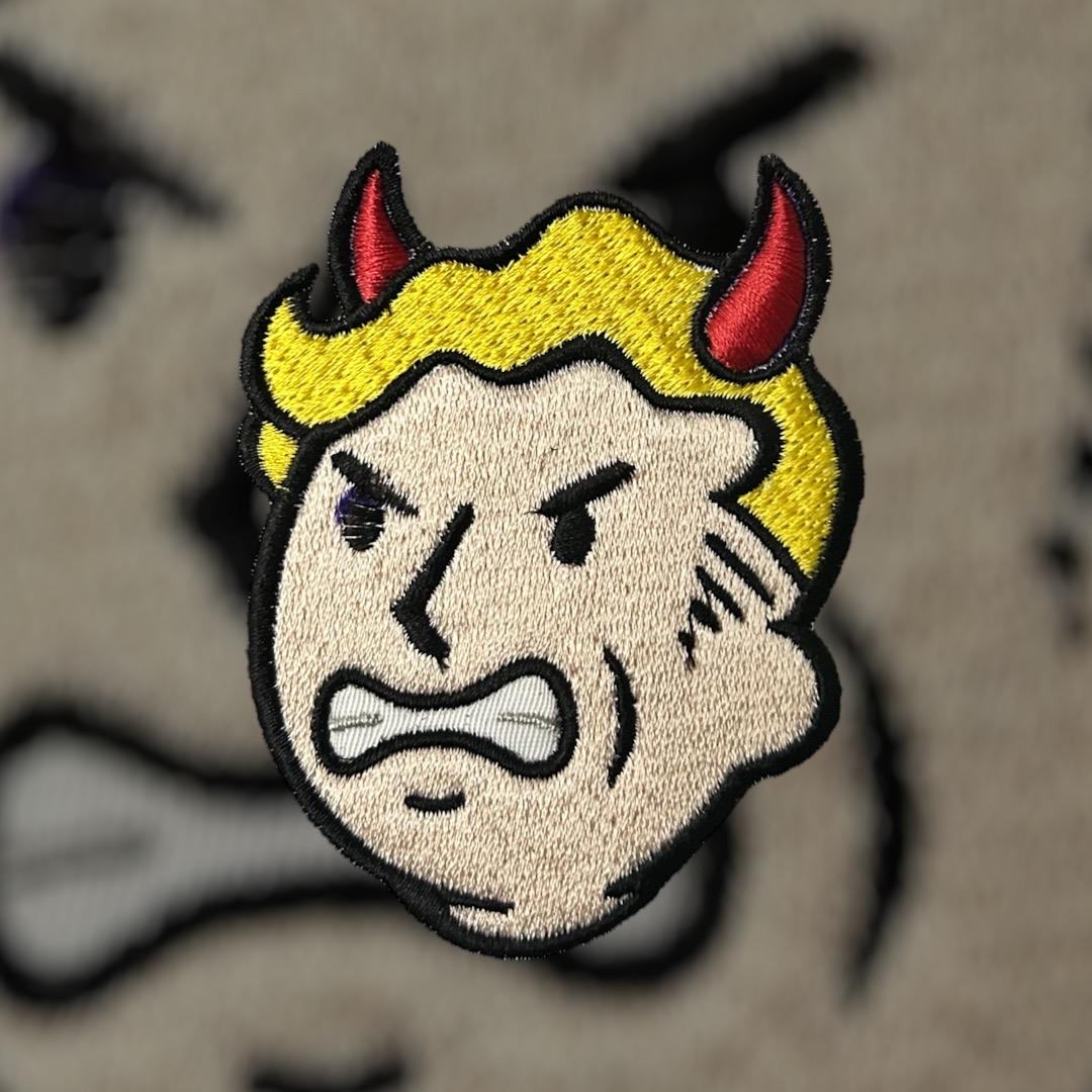 Fallout Vault Boy EVIL Patch Iron On 2.8” x 3.5” inches Embroidered