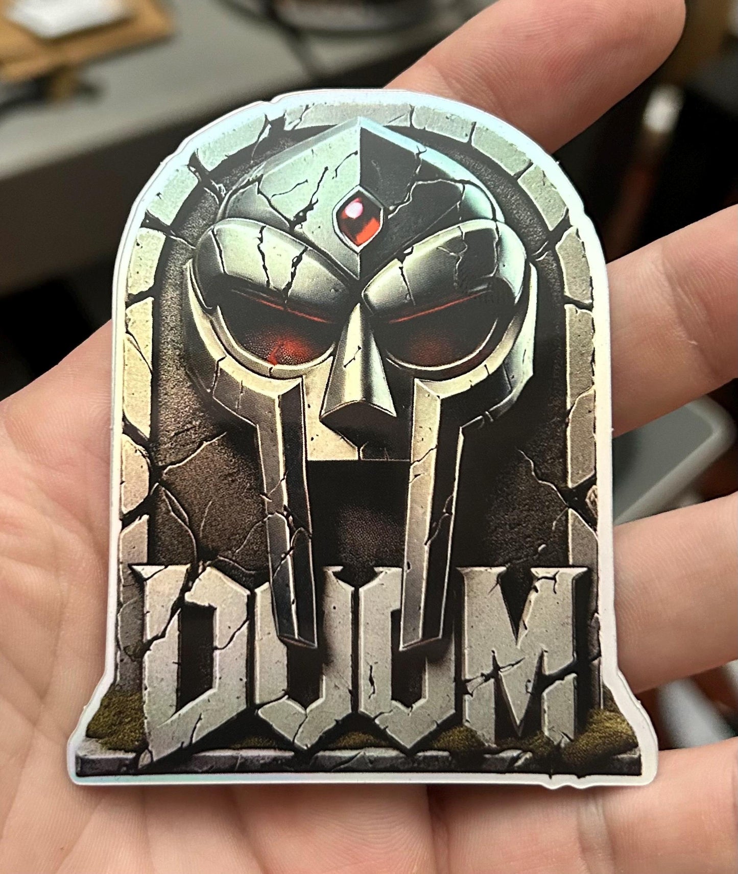 MF DOOM Tombstone Sticker | Rap Legend Mask Decal | 3”x3.5