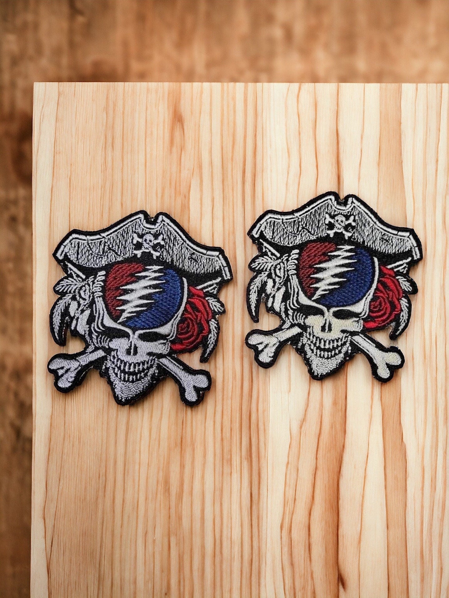Sew on Patch DeadBeard The Dread Pirate Grateful Dead Stealie 4” free standing Hand Made Made To Order Sew On Patch Stealie