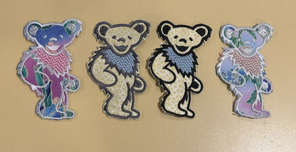 Dancing Bear Appliqué Embroidered Patch – 4 Inch Iron On, Glow in the Dark Option