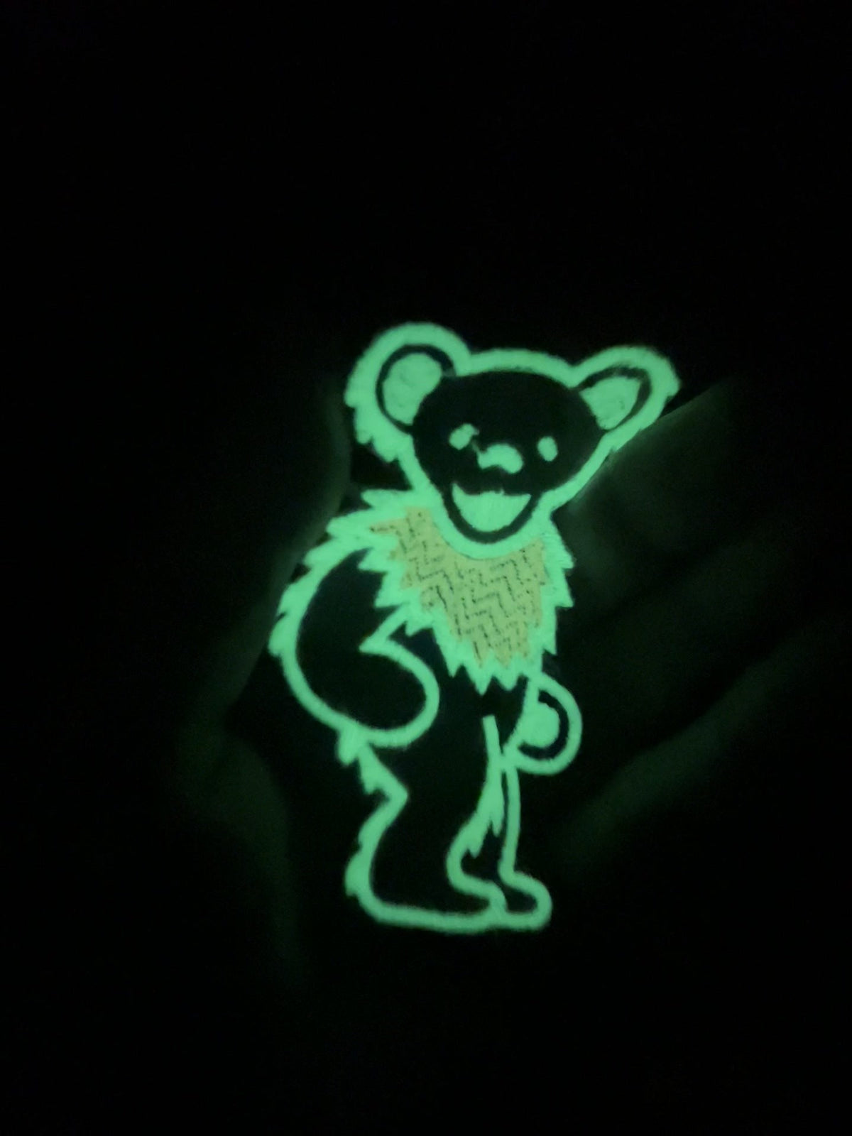 Dancing Bear Appliqué Embroidered Patch – 4 Inch Iron On, Glow in the Dark Option