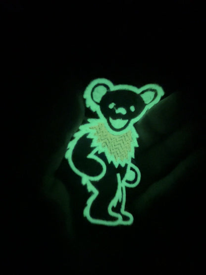 Dancing Bear Appliqué Embroidered Patch – 4 Inch Iron On, Glow in the Dark Option
