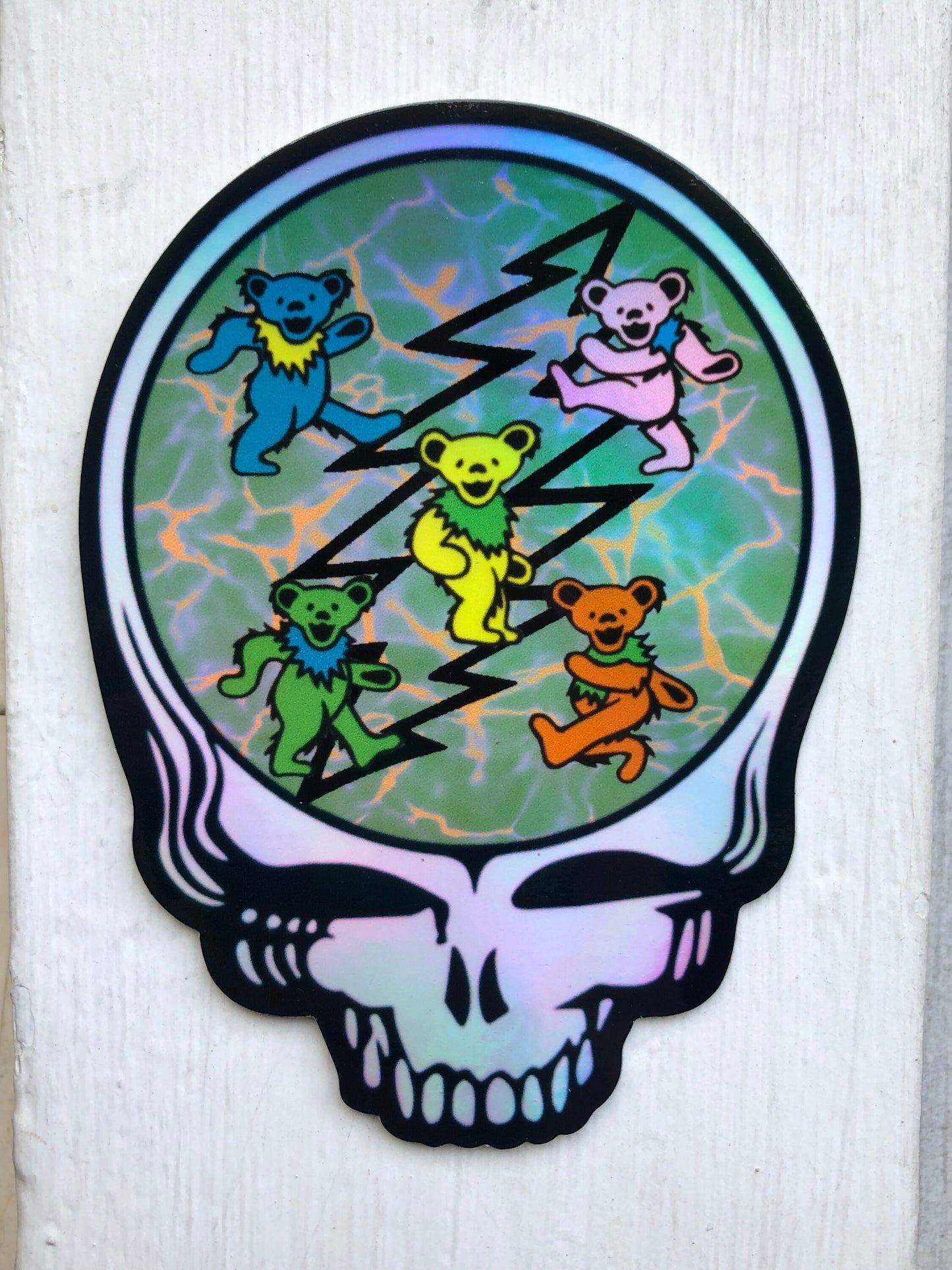 Aqua Stealie Skull / 3”x4” inch HOLO / Grateful Dead Sticker Decal / UV Resistant / Die Cut Bumper Sticker / Phone sticker