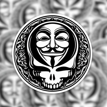 3” inch Guy Fawke Stealie Skull / Anonymous Grateful Dead Sticker Decal / UV Resistant / Die Cut Laptop Sticker / Phone sticker