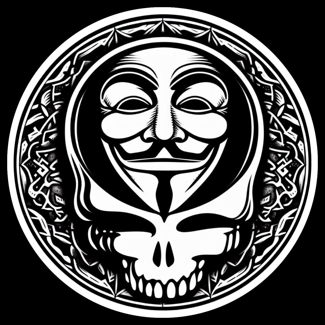 3” inch Guy Fawke Stealie Skull / Anonymous Grateful Dead Sticker Decal / UV Resistant / Die Cut Laptop Sticker / Phone sticker