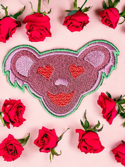 Valentines Day Bear Embroidered Patch Grateful Dead and Co 2.7x4” Iron On Patch Embroidered Hand Made Made To Order
