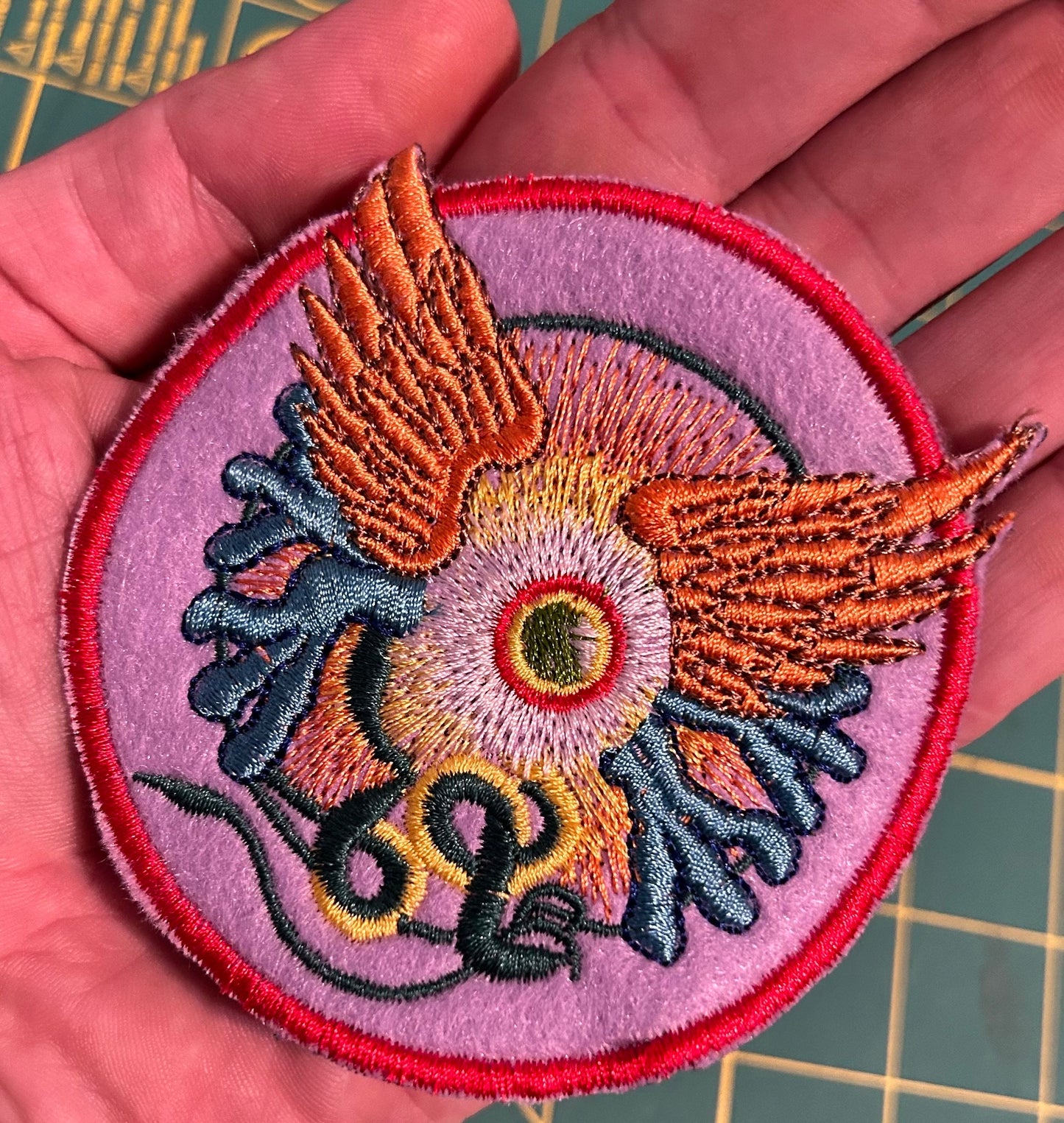 Flying Eye Grateful Dead Patch 3” inch free standing Hand Made Made To Order Sew On Patch Magnet Velcro Iron On