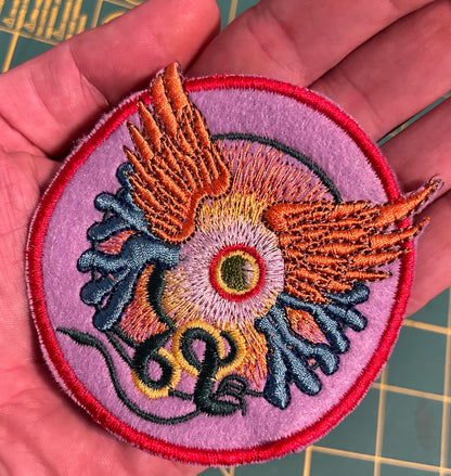 Flying Eye Grateful Dead Patch 3” inch free standing Hand Made Made To Order Sew On Patch Magnet Velcro Iron On