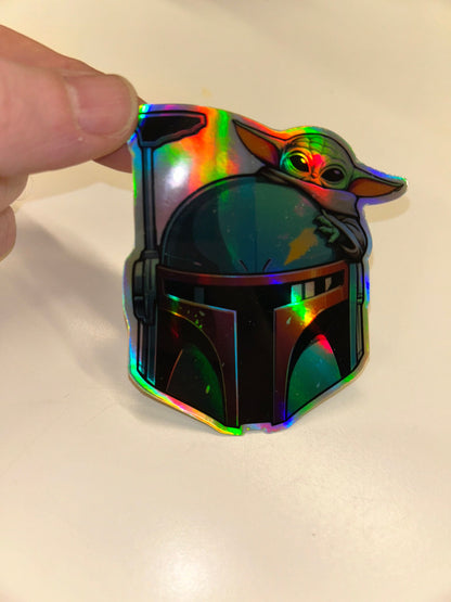 Boba Fett Grogu Decal 3” inch / UV Resistant / Die Cut Laptop Sticker / Phone sticker