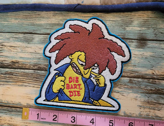 Die Bart Die Embroidered Patch – Cartoon sew on patch - Simpsons 5” inch patch on Assorted Felt Sideshow Bob