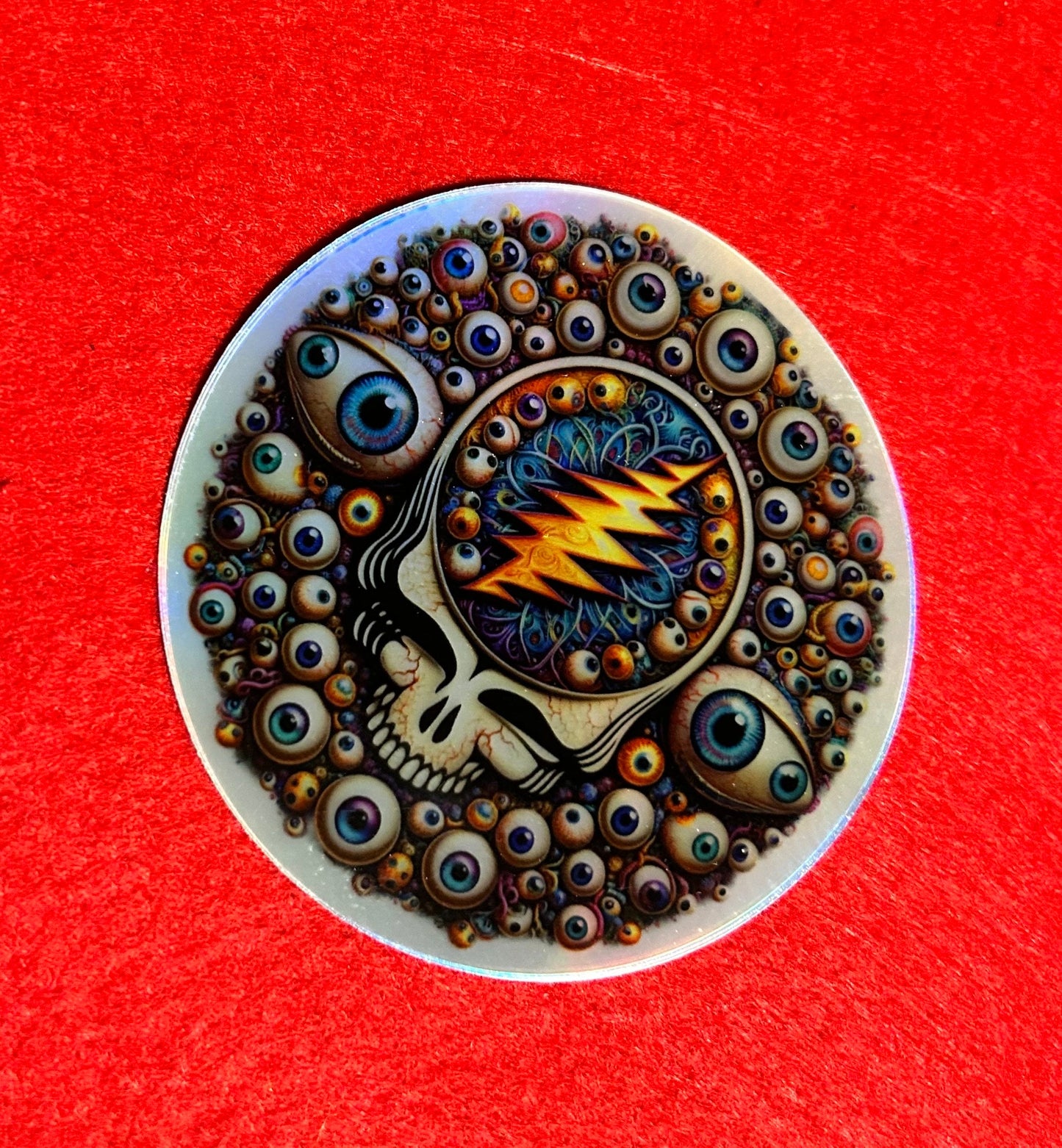 3.5” inch All Seeing Eyes Holo Stealie Skull / Visceral Grateful Dead Sticker Decal / UV Resistant / Die Cut phone laptop sticker