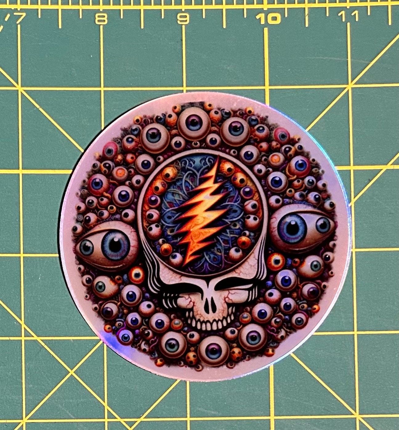 3.5” inch All Seeing Eyes Holo Stealie Skull / Visceral Grateful Dead Sticker Decal / UV Resistant / Die Cut phone laptop sticker