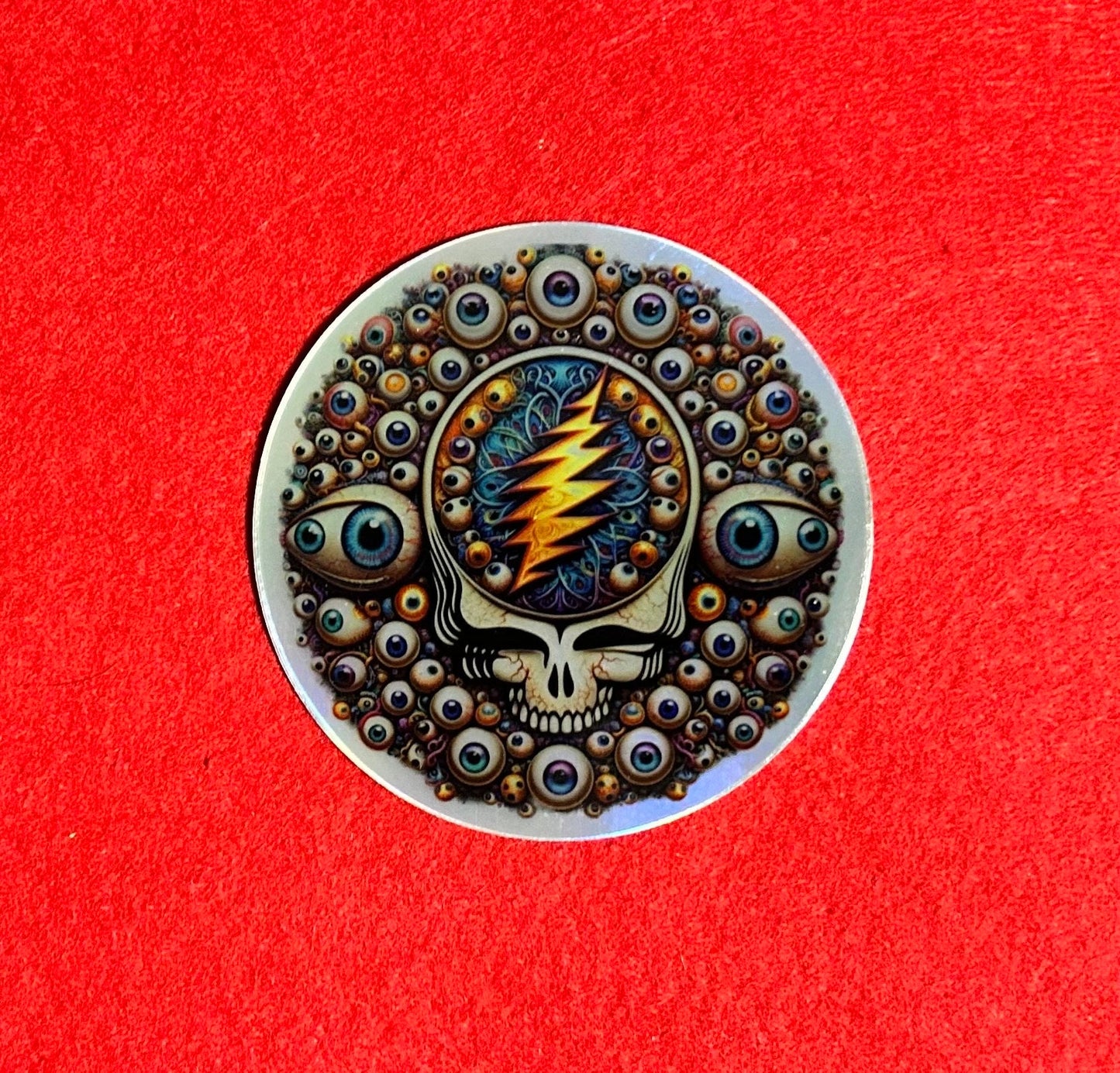 3.5” inch All Seeing Eyes Holo Stealie Skull / Visceral Grateful Dead Sticker Decal / UV Resistant / Die Cut phone laptop sticker