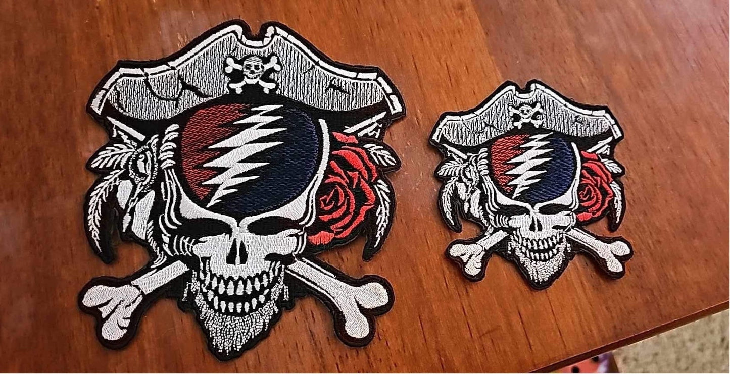 DeadBeard The Dread Pirate Patch / Grateful Dead Stealie 4” AND 6" inch Made Made To Order Iron On Custom Colors or GLOW in the DARK
