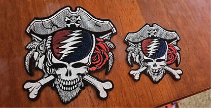 DeadBeard The Dread Pirate Patch / Grateful Dead Stealie 4” AND 6" inch Made Made To Order Iron On Custom Colors or GLOW in the DARK