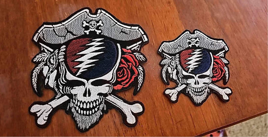 DeadBeard The Dread Pirate Patch / Grateful Dead Stealie 4” AND 6" inch Made Made To Order Iron On Custom Colors or GLOW in the DARK