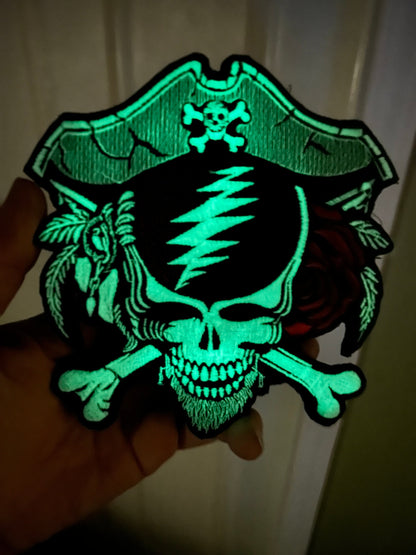 DeadBeard the Dread Pirate Stealie Patch – 4” or 6” Iron On, Glow Option