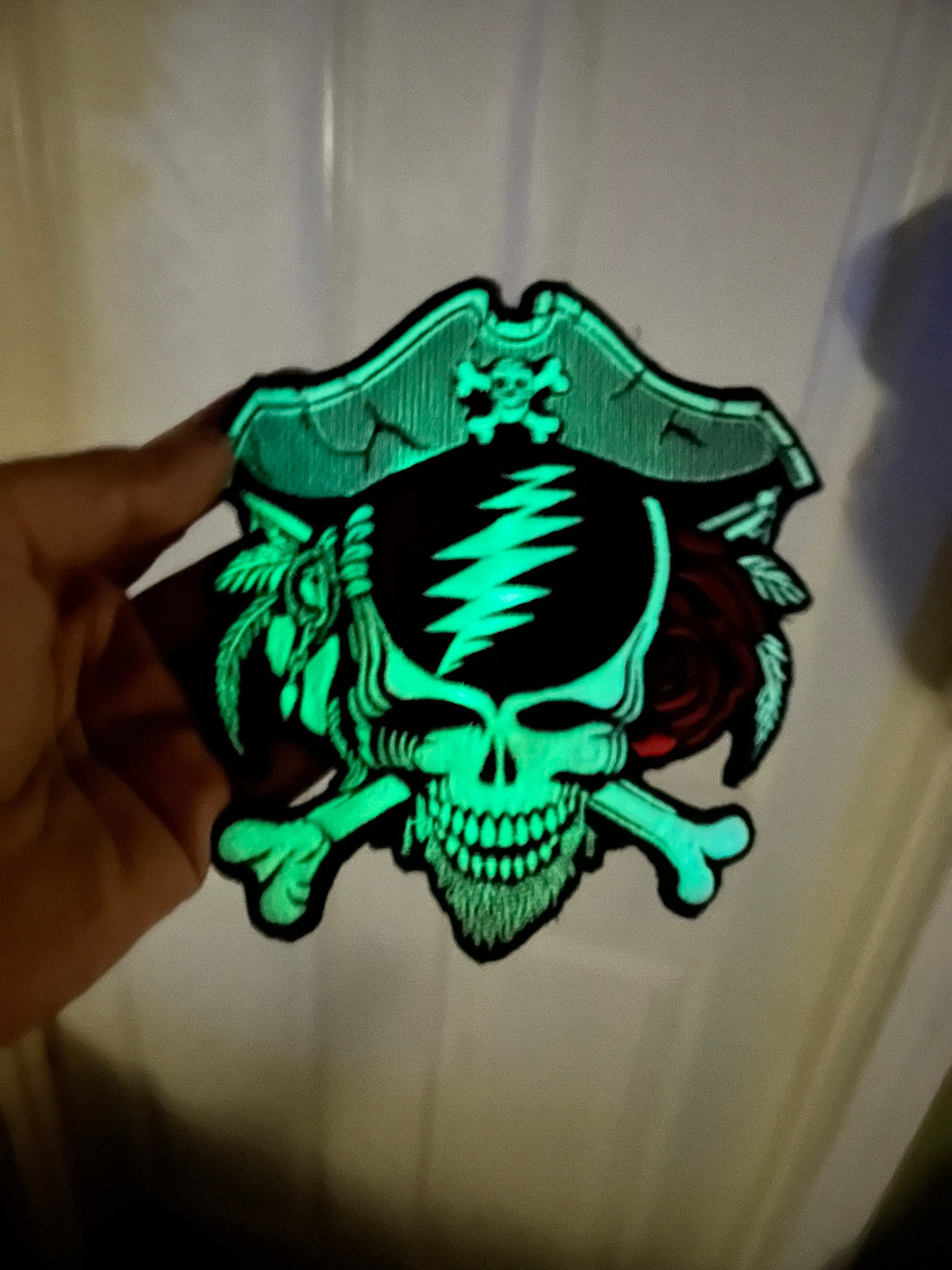 DeadBeard the Dread Pirate Stealie Patch – 4” or 6” Iron On, Glow Option