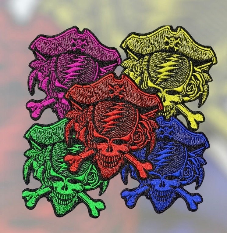 DeadBeard the Dread Pirate Stealie Patch – 4” or 6” Iron On, Glow Option