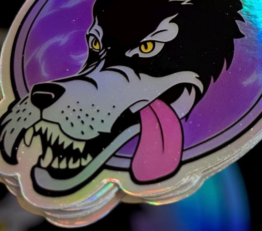 DASTARDLY Wolf Purple / 3.4” inch HOLOGRAPHIC / Grateful Dead Sticker