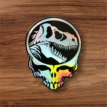 Jurassic Stealie HOLO 3 x 3.89 inch / Jurassic Park Steal Your Face / Grateful Dead
