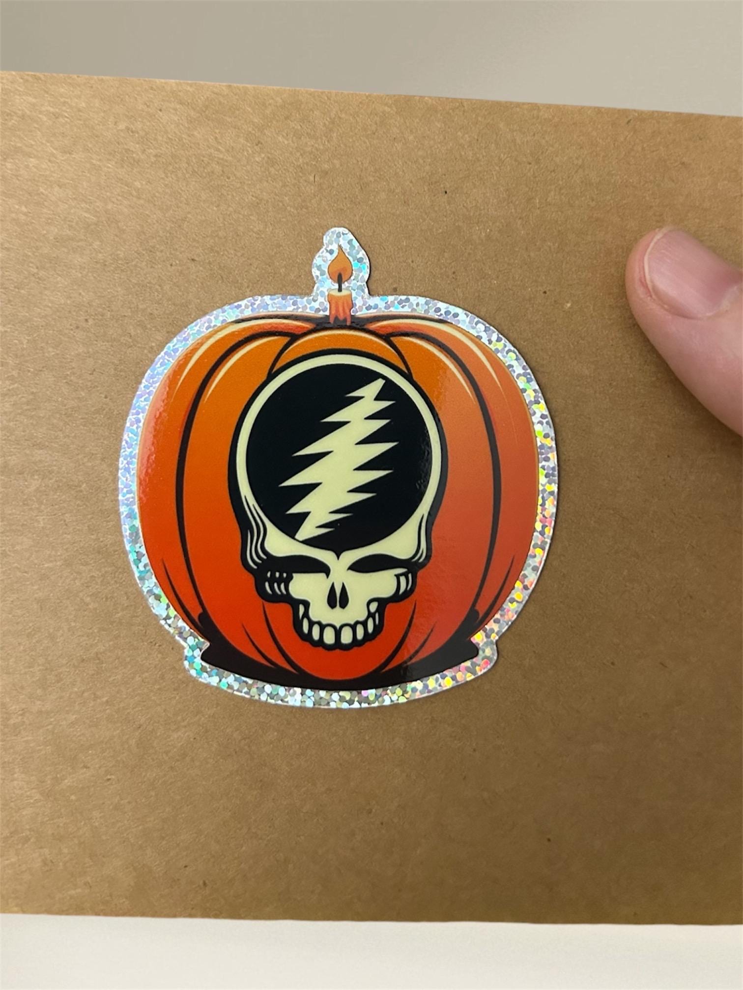 Grateful Dead Pumpkin Skull Sticker Glitter Holo