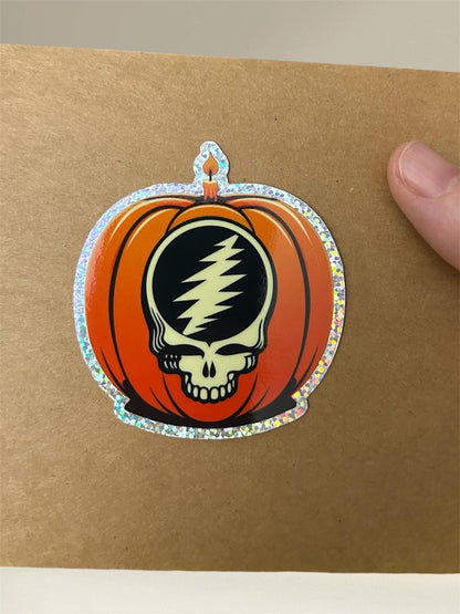 Grateful Dead Pumpkin Skull Sticker Glitter Holo