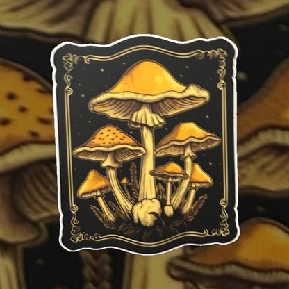 Golden Teacher Enchanted Mushroom Sticker – 2.04x2.5”