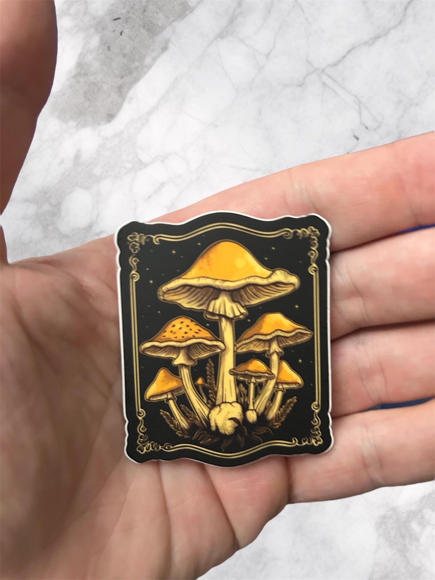 Golden Teacher Enchanted Mushroom Sticker – 2.04x2.5”