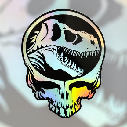 Jurassic Stealie HOLO 3 x 3.89 inch / Jurassic Park Steal Your Face / Grateful Dead