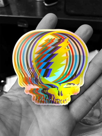 Color Pop Stealie / 3.5 x 3.48 in HOLO Grateful Dead Decal / Die Cut / Steal Your Face / Bumper Sticker / Phone Sticker