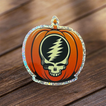 Grateful Dead Pumpkin Skull Sticker Glitter Holo