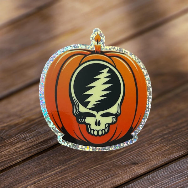 Grateful Dead Pumpkin Skull Sticker Glitter Holo