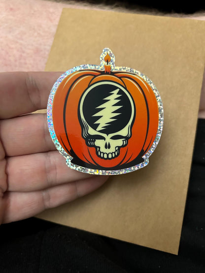 Grateful Dead Pumpkin Skull Sticker Glitter Holo