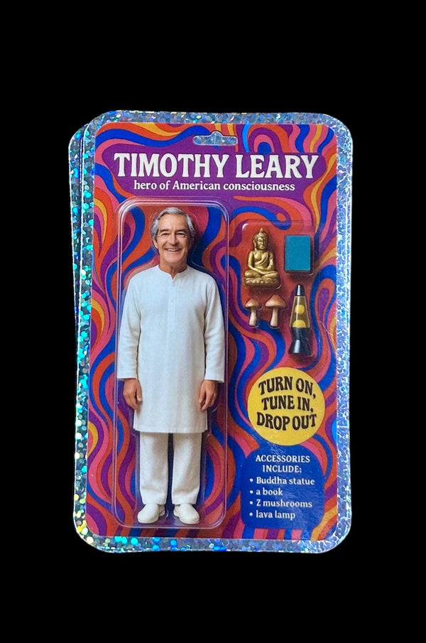 Timothy Leary Action Figure Sticker: Psychedelic Retro Tribute