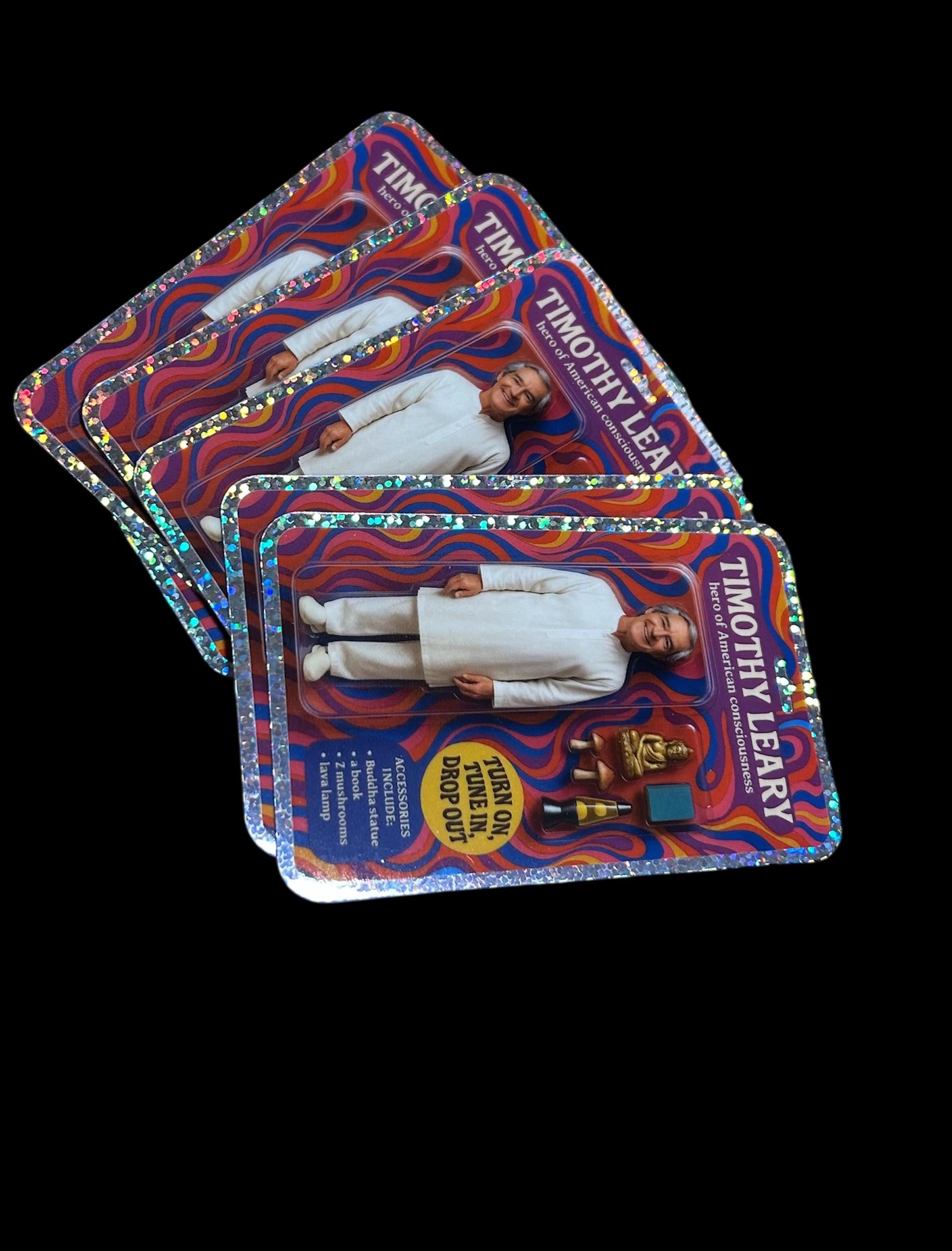 Timothy Leary Action Figure Sticker: Psychedelic Retro Tribute