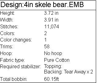 Skeleton Dancing Bear Embroidery File