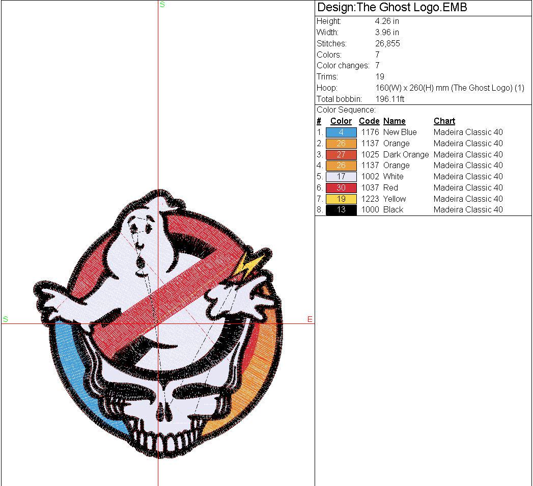 Ghostbusters Grateful Dead Patch Embroidery File