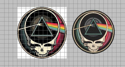 dark grateful dead stealie embroidery design