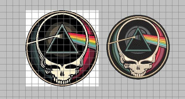 dark grateful dead stealie embroidery design
