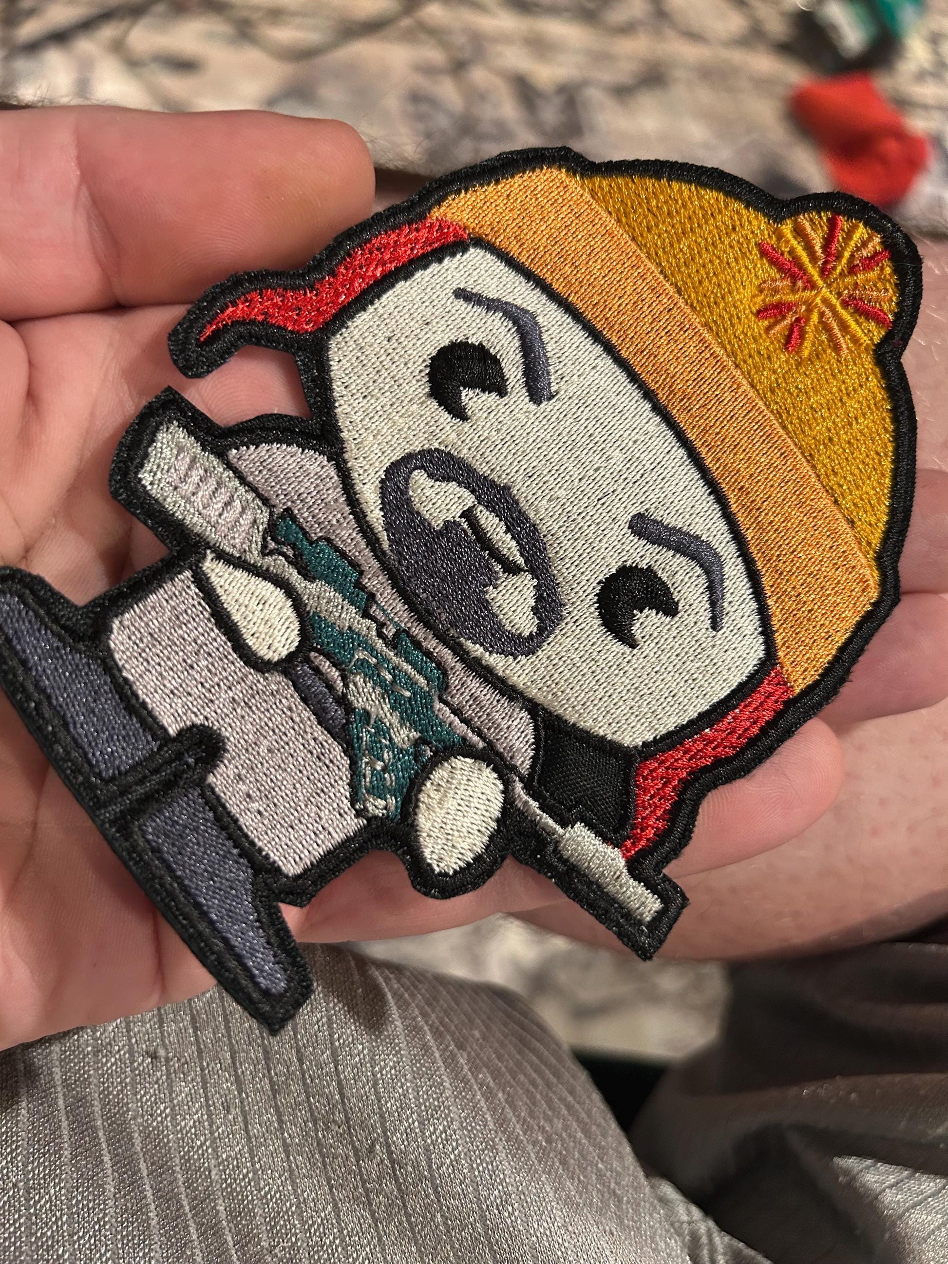 Space Western Orange Hat Embroidered Patch