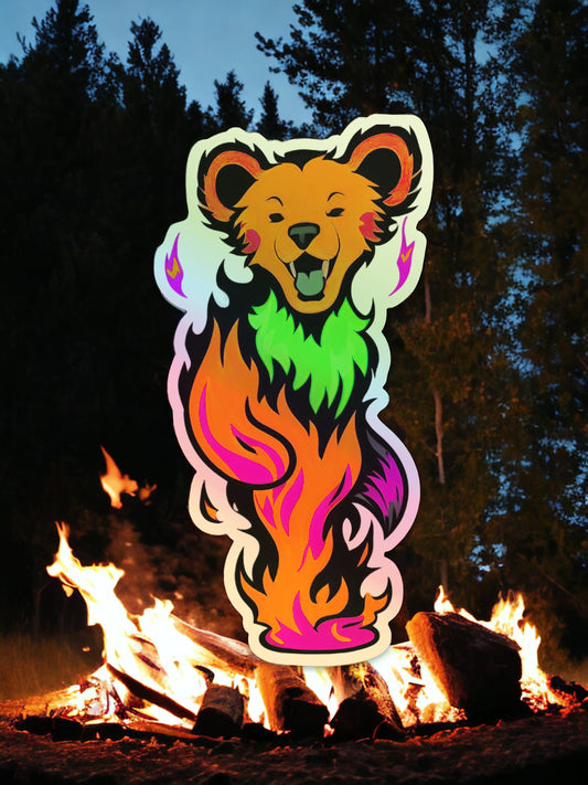 Dancing Bear Roasty Red / Grateful Dead Decal / Waterproof / UV Resistant / Car Sticker / 2” x 5” inch HOLO / Die Cut / Poster