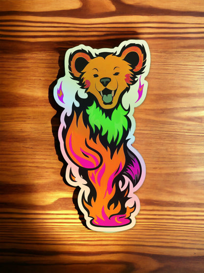 Dancing Bear Roasty Red / Grateful Dead Decal / Waterproof / UV Resistant / Car Sticker / 2” x 5” inch HOLO / Die Cut / Poster